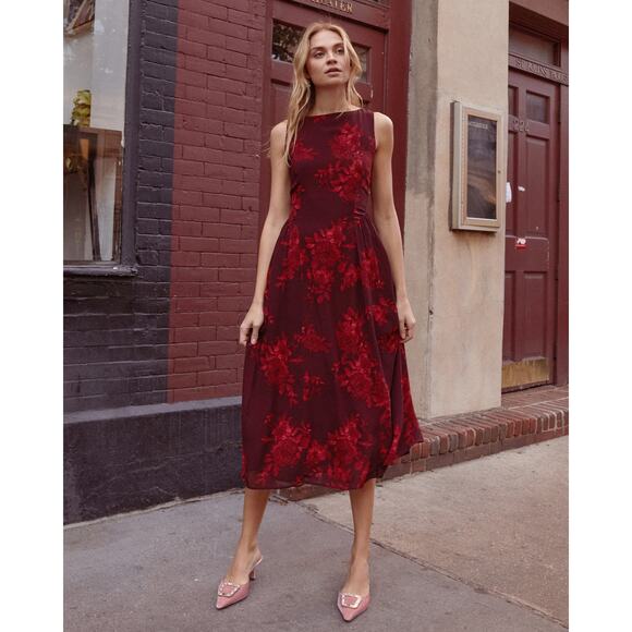 O.P.T. Dress Size 0 Red Foral - Picture 1 of 5